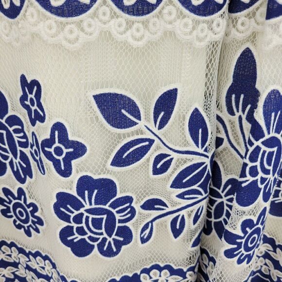 Daniel Cremieux Dress Eyelet Lace Applique Cap Sleeve Full Tea Length Blue Sz 8 - Picture 5 of 11